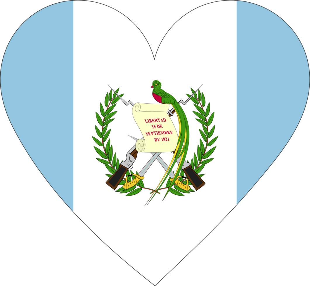 Guatemala  flag in the shape of a heart. png