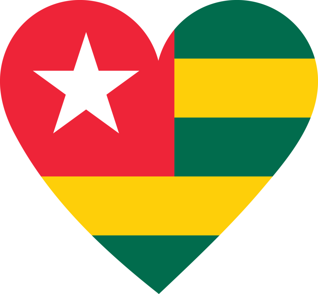 Togo flagga i de form av en hjärta. png