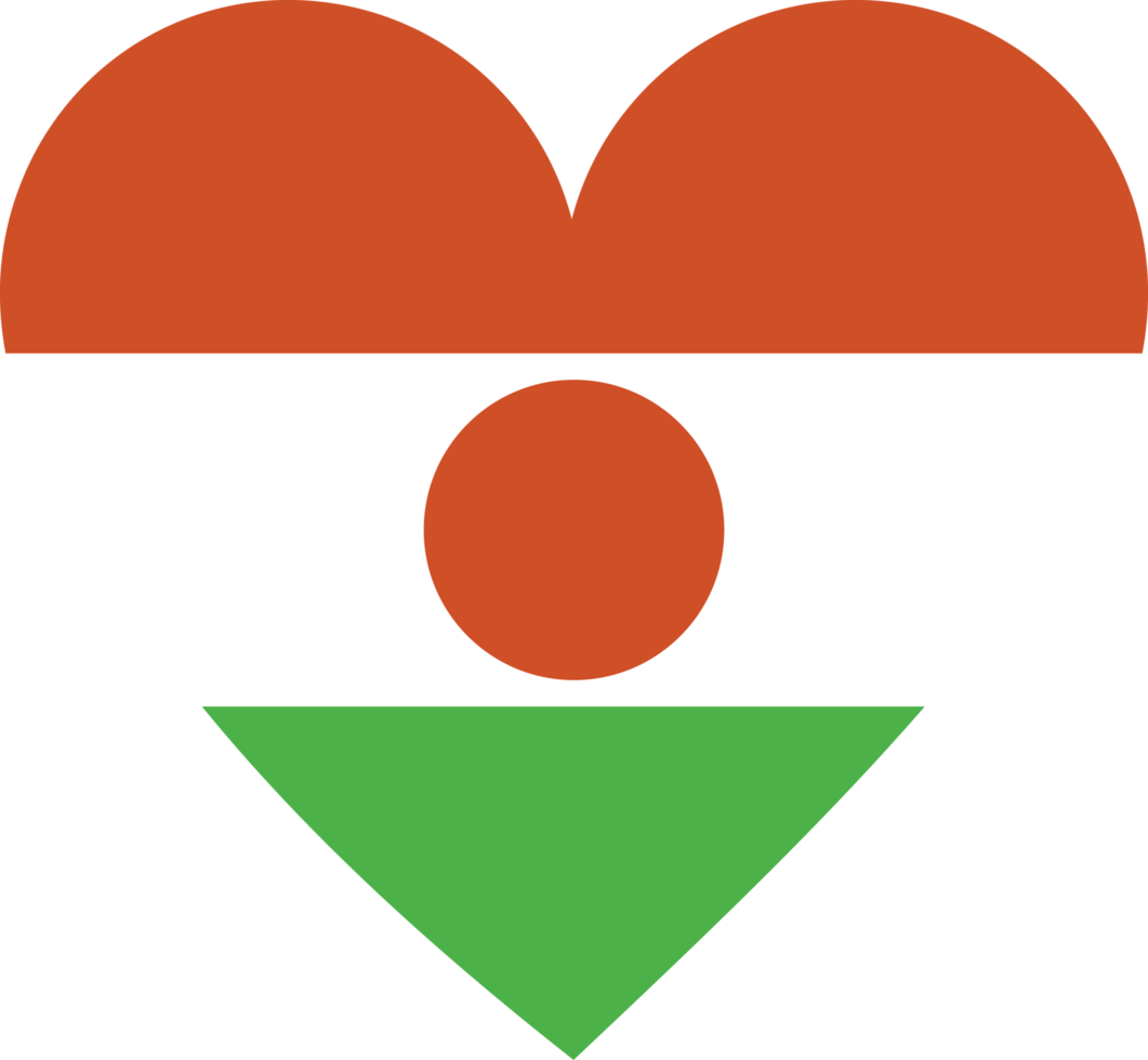 Niger flag in the shape of a heart. png