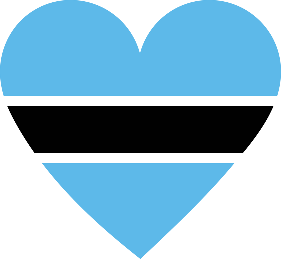 Botswana flag in the shape of a heart. png