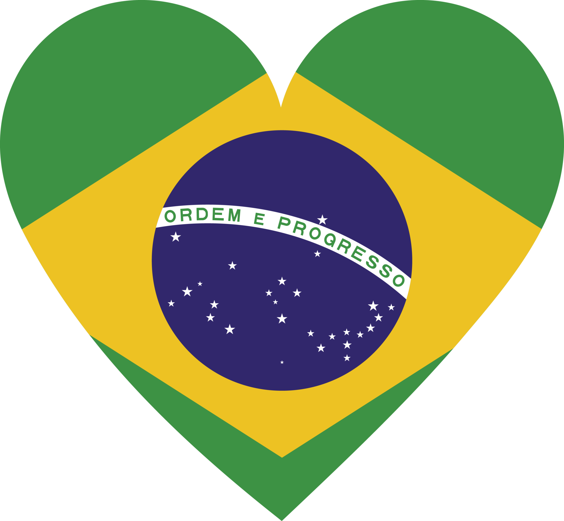 Brazil flag in the shape of a heart. 11659344 PNG