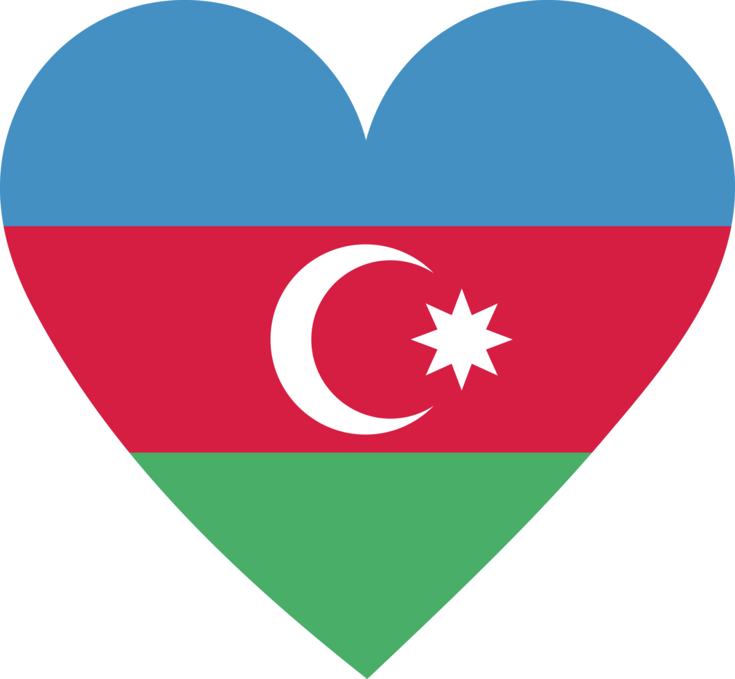 Azerbaijan flag in the shape of a heart. png