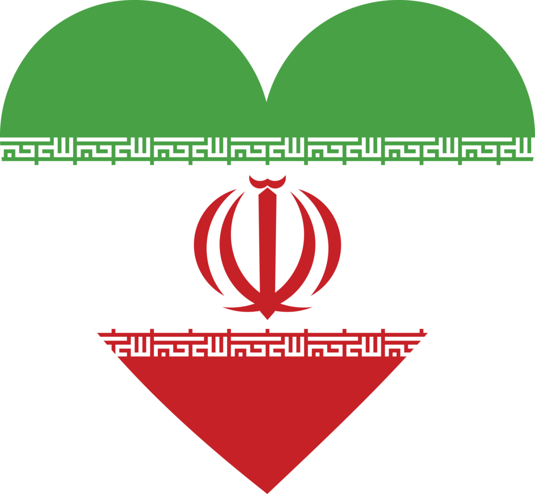 Iran flag in the shape of a heart. png