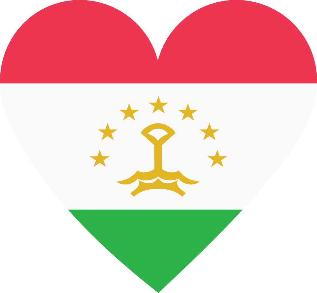 Tajikistan flag in the shape of a heart. png