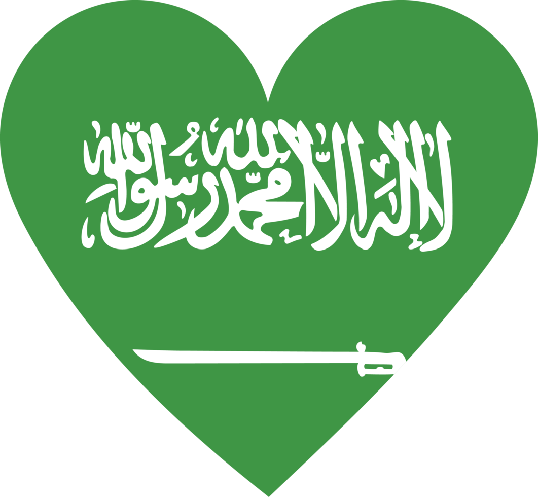 Saudi Arabia flag in the shape of a heart. png