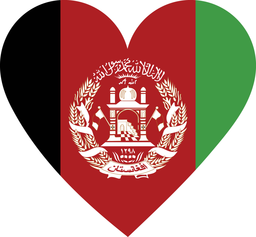 Afghanistan flag in the shape of a heart. png
