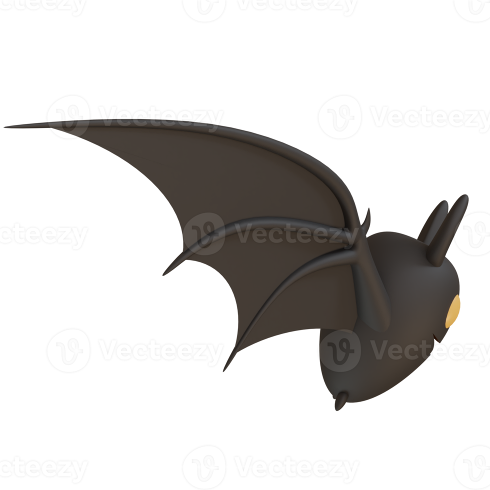 3d tolkning av söt fladdermöss för halloween fest dag firande dekoration png