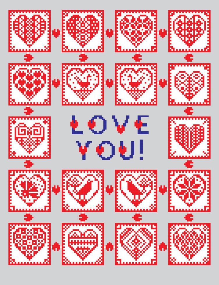 Love ornament greeting card in ethnic style vector