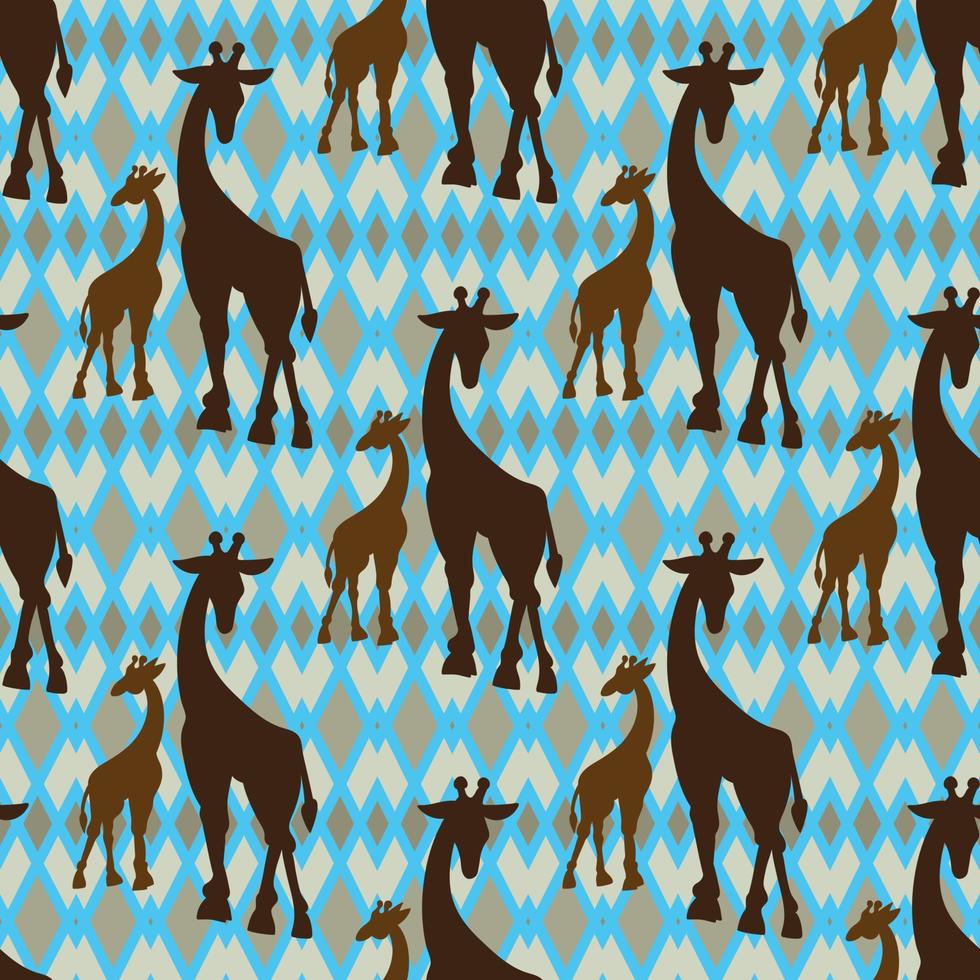 Seamless vintage pattern with giraffe vector