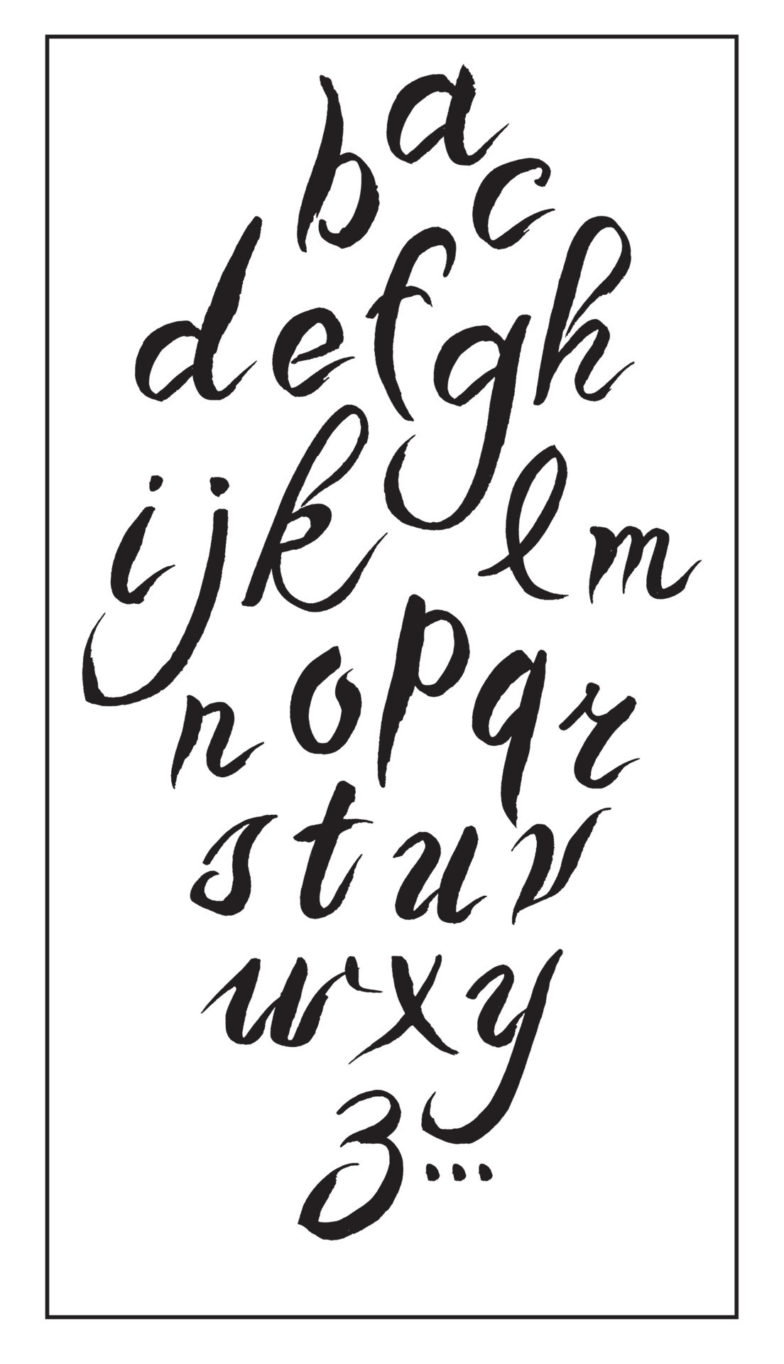 Set handdrawn ink calligraphy alphabet on white 11659588 Vector Art at