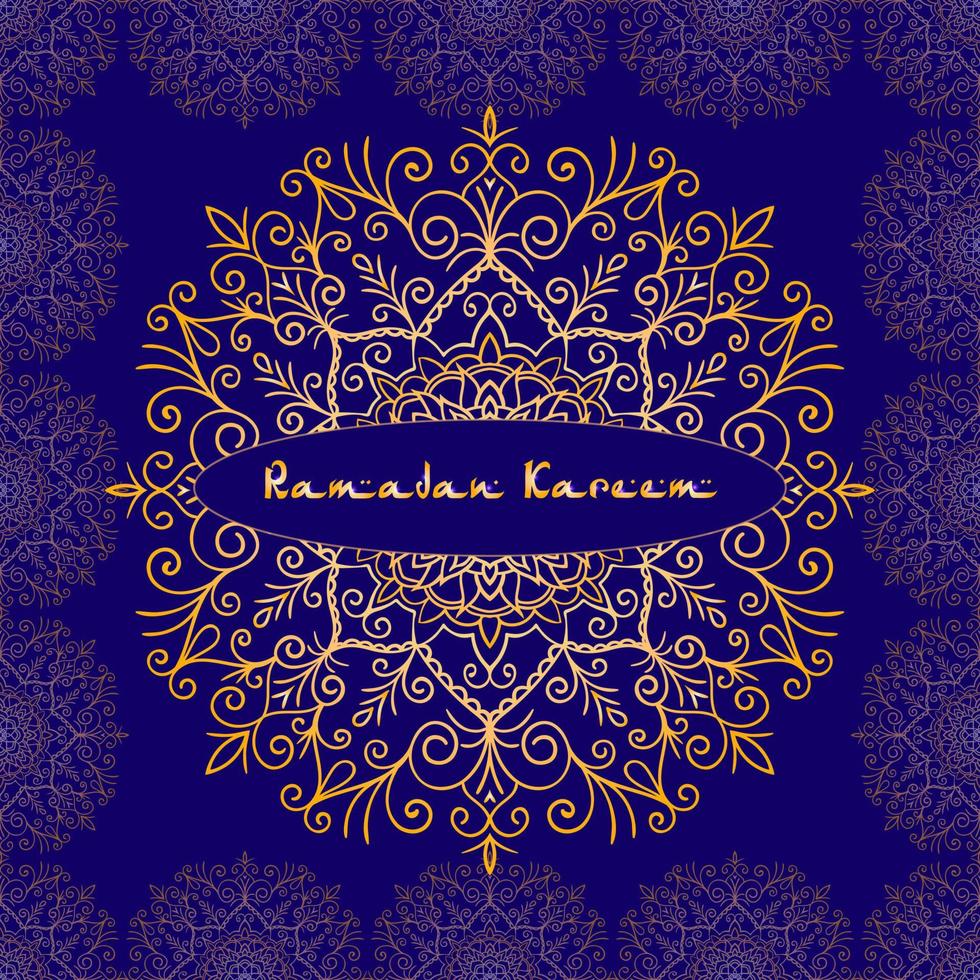 Greeting card design with text Ramadan Kareem for muslim festival vector