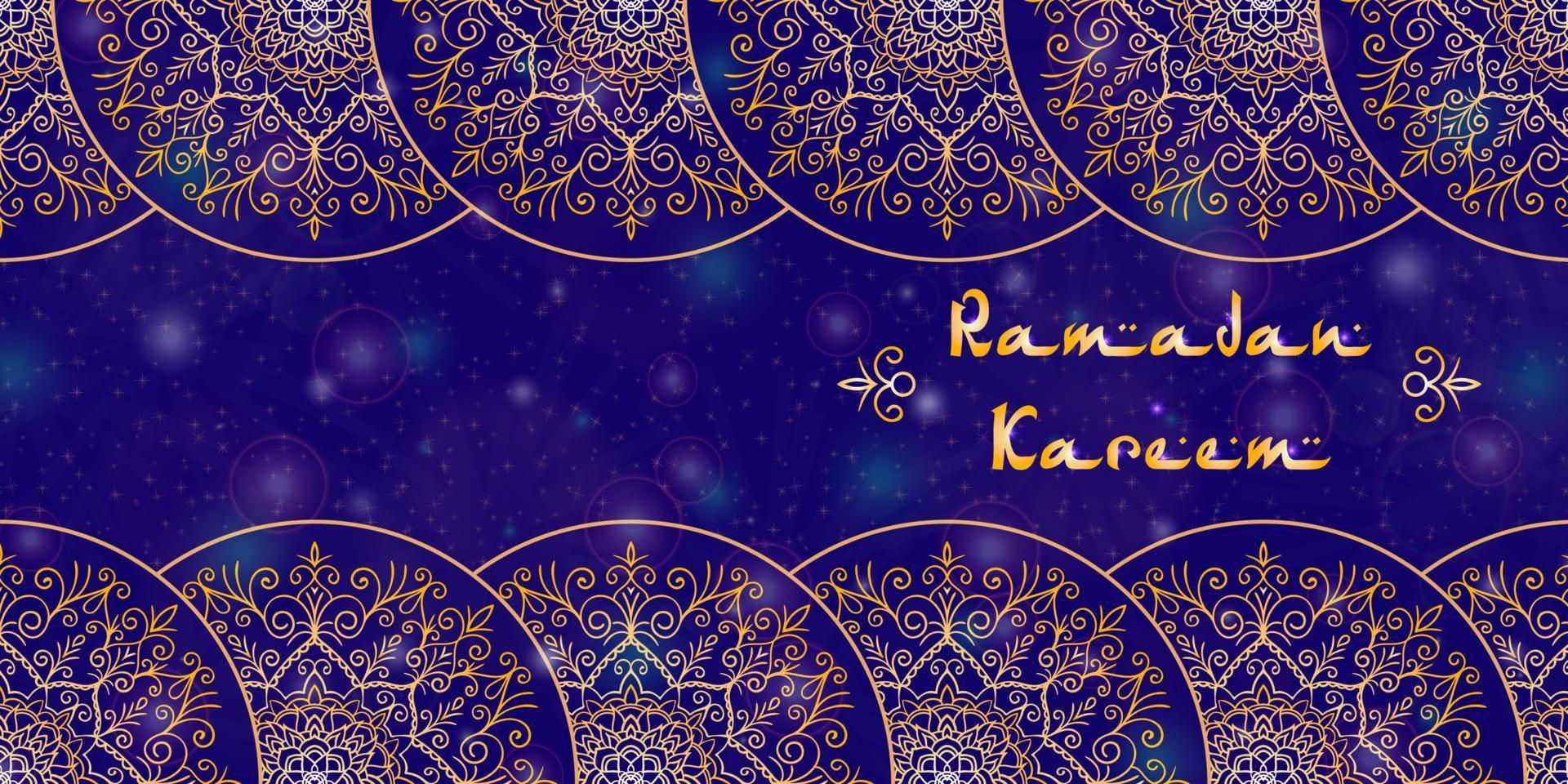 Greeting card design with text Ramadan Kareem for muslim festival vector