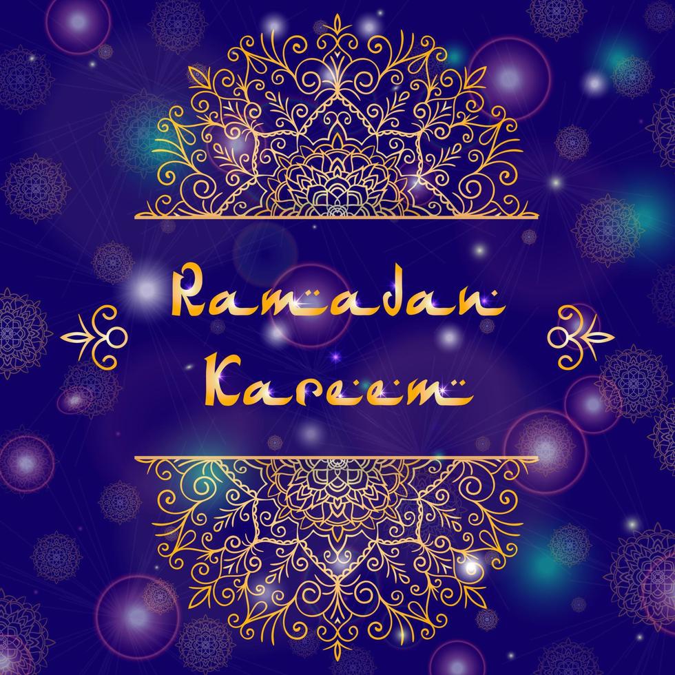 diseño de tarjetas de felicitación con texto ramadan kareem para el festival musulmán vector