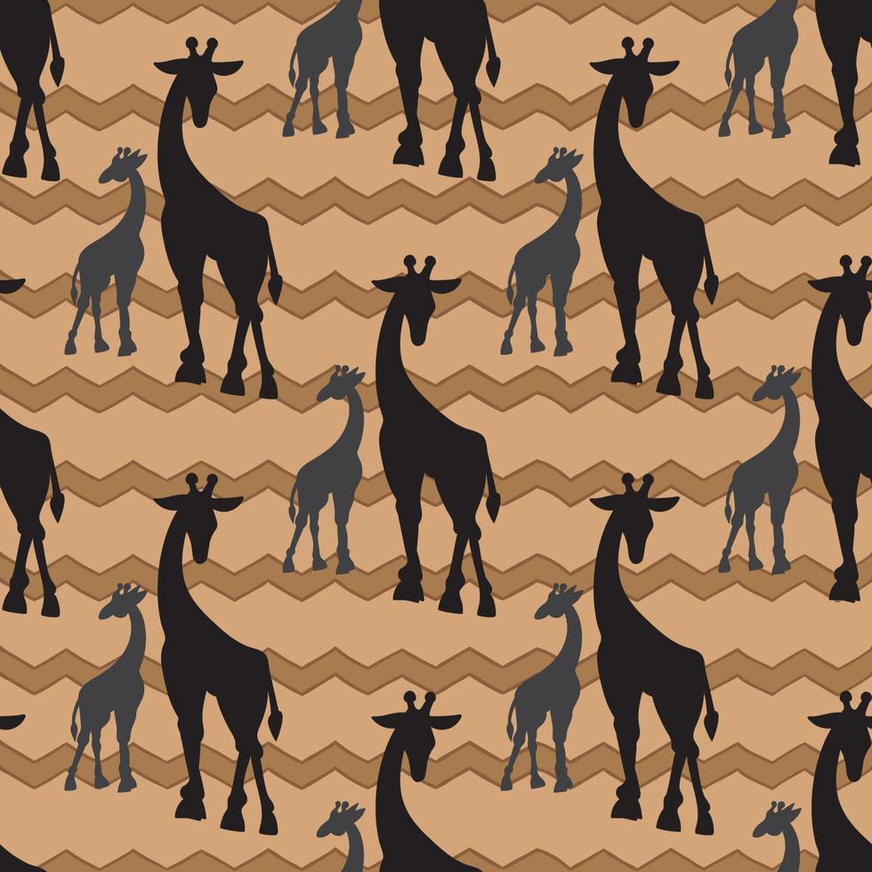 Seamless vintage pattern with giraffe vector