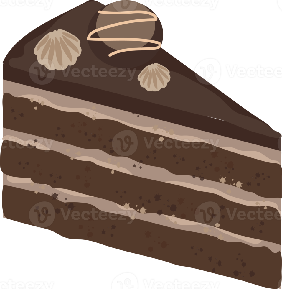 Tea time elements. chocolate cake. png