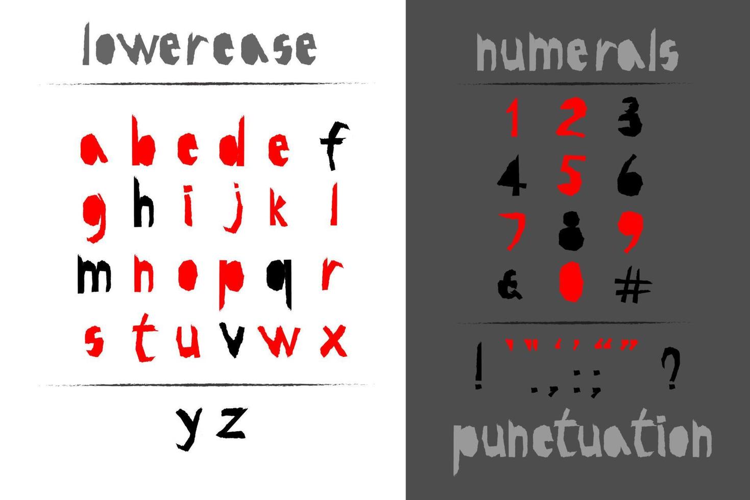 Trendy realistic torn paper art alphabet set on white background. vector