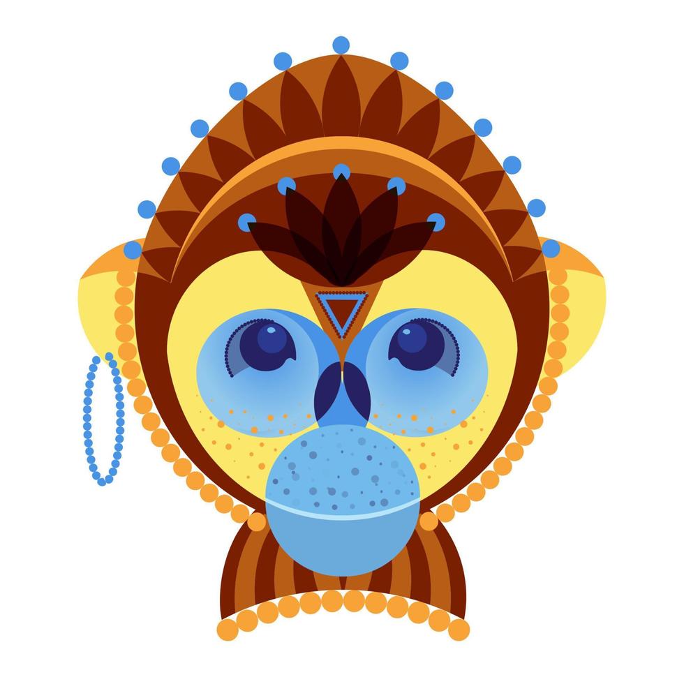 Head of monkey, decorative geometric stylization vector