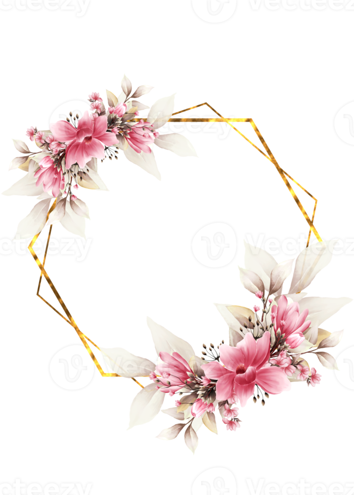 Watercolor flower frame png