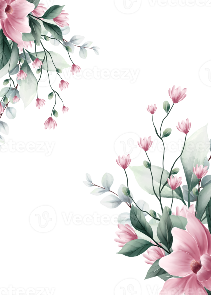 vattenfärg blomma ram med text Plats png