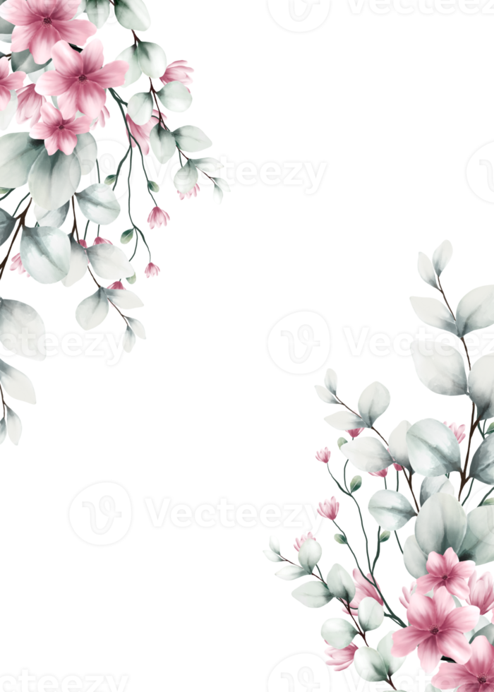 vattenfärg blomma ram med text Plats png