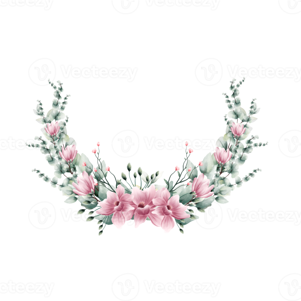 Watercolor floral wreath png