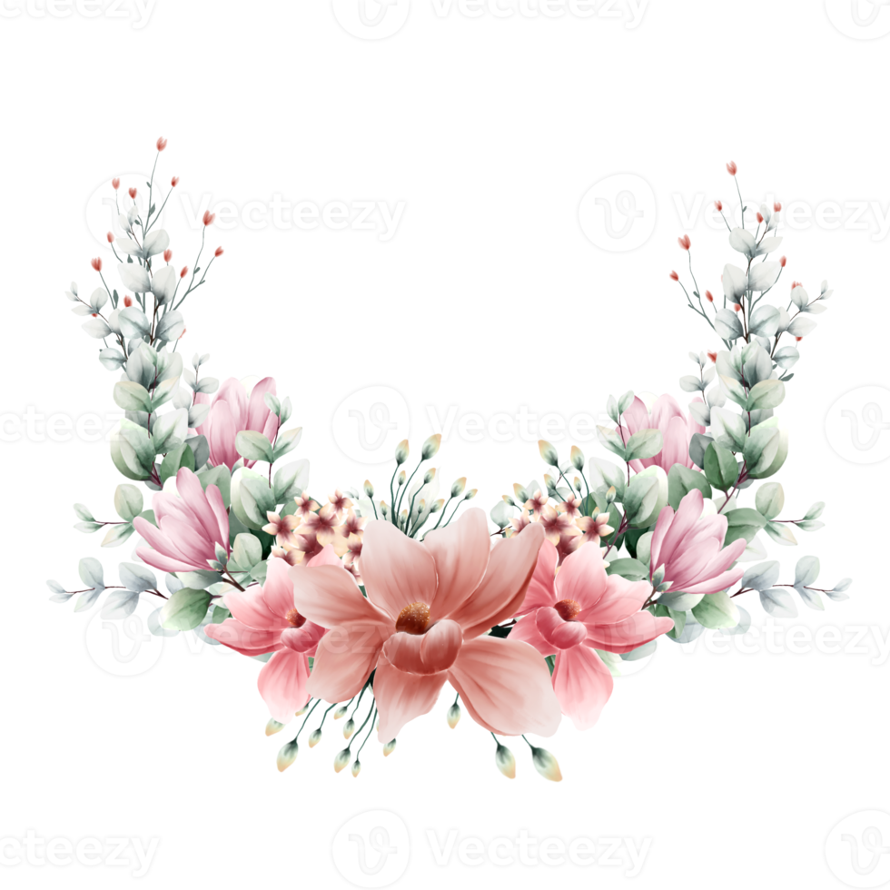 Watercolor floral wreath png