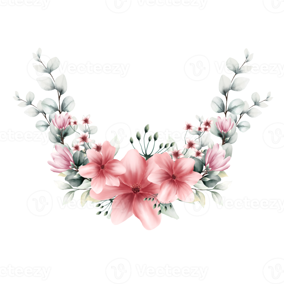 Watercolor floral wreath png