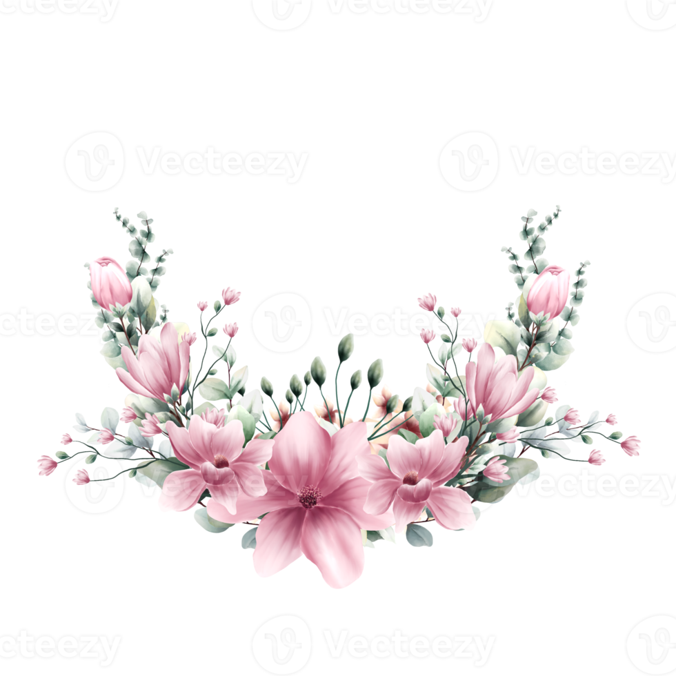 Watercolor floral wreath png