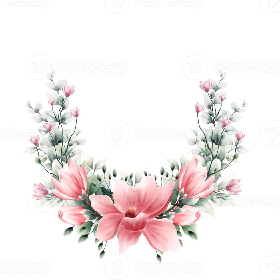 Watercolor floral wreath png