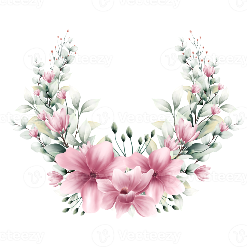 Watercolor floral wreath png