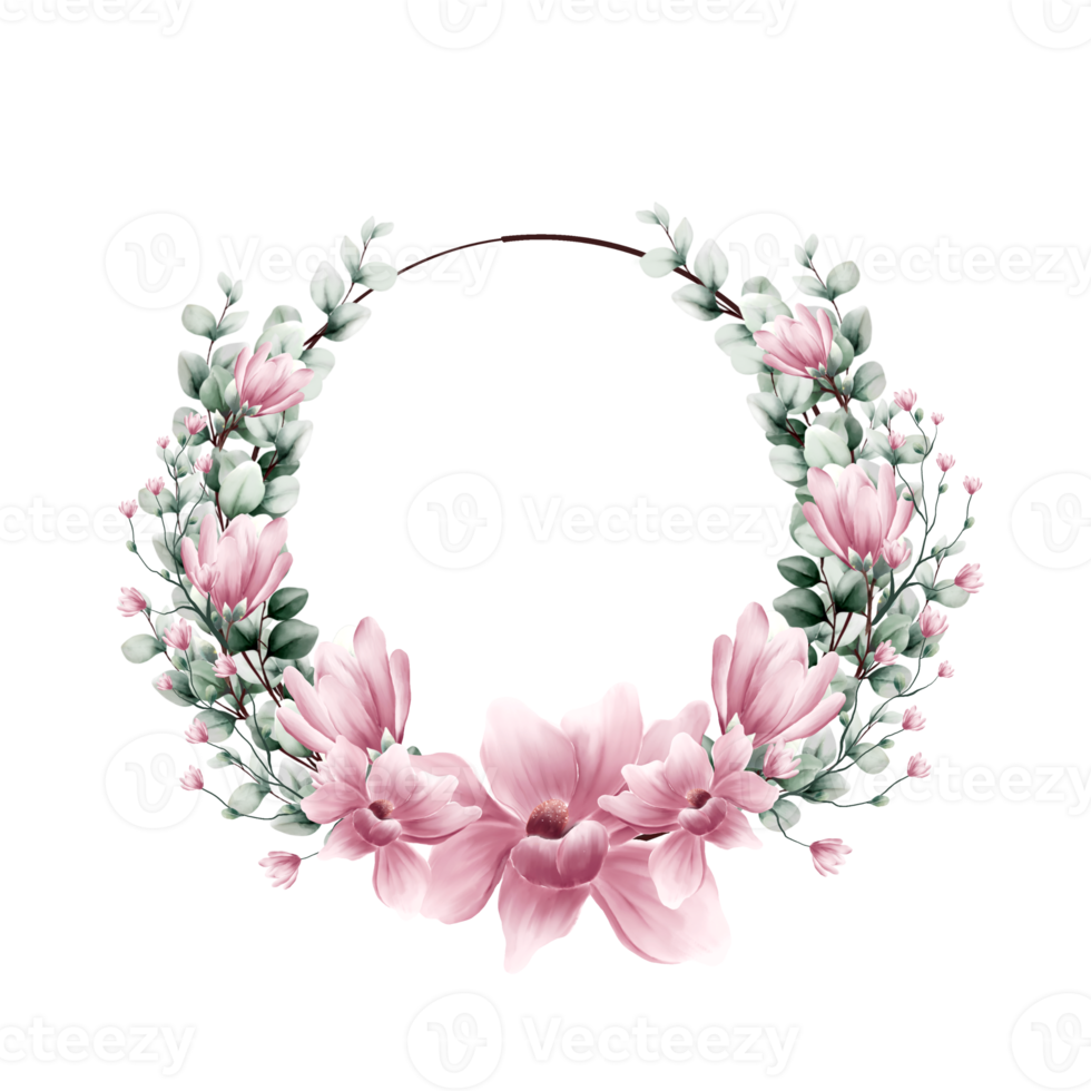 Watercolor floral wreath png