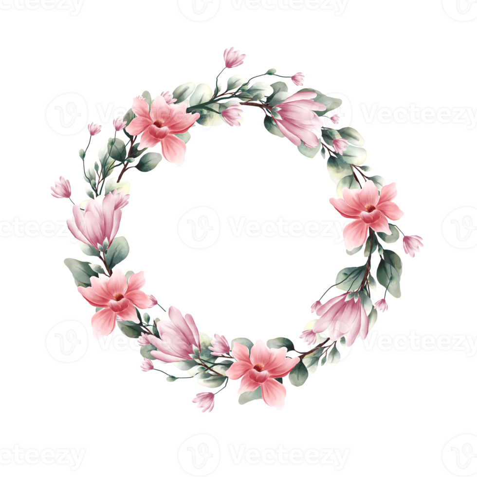 Watercolor floral wreath png