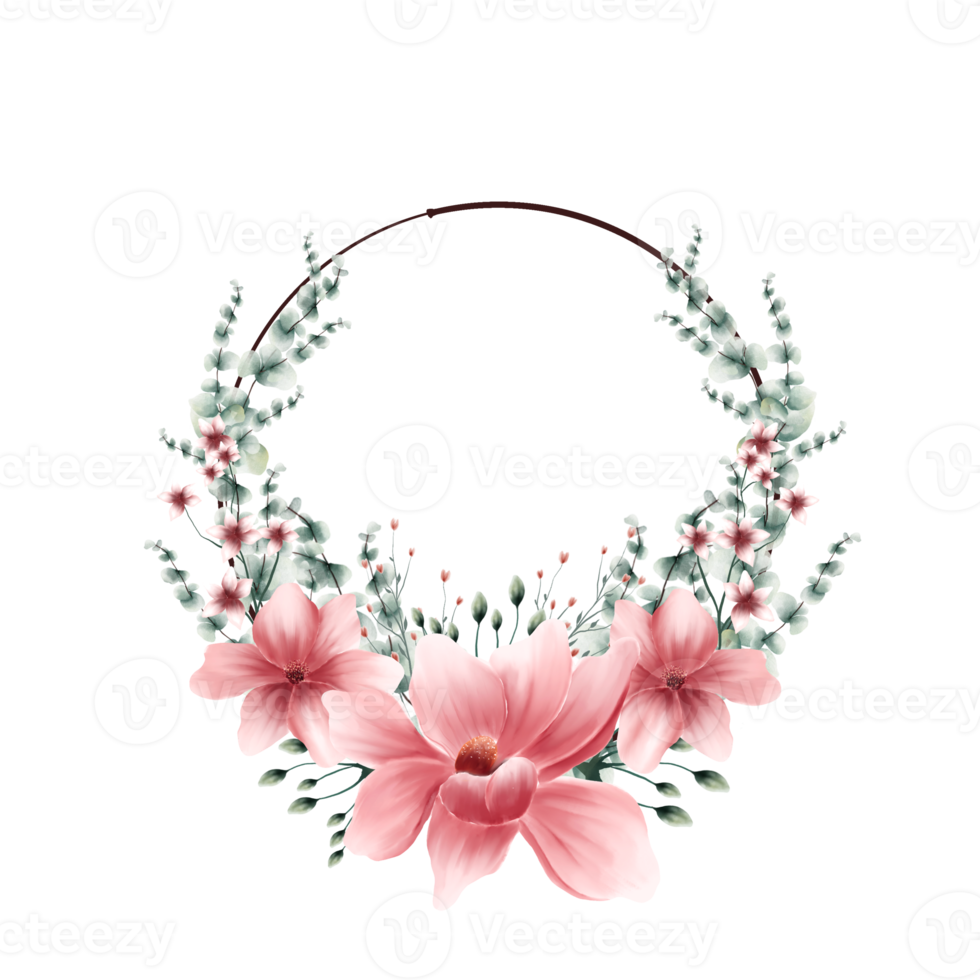 Watercolor floral wreath png