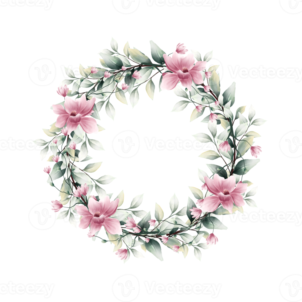 Watercolor floral wreath png