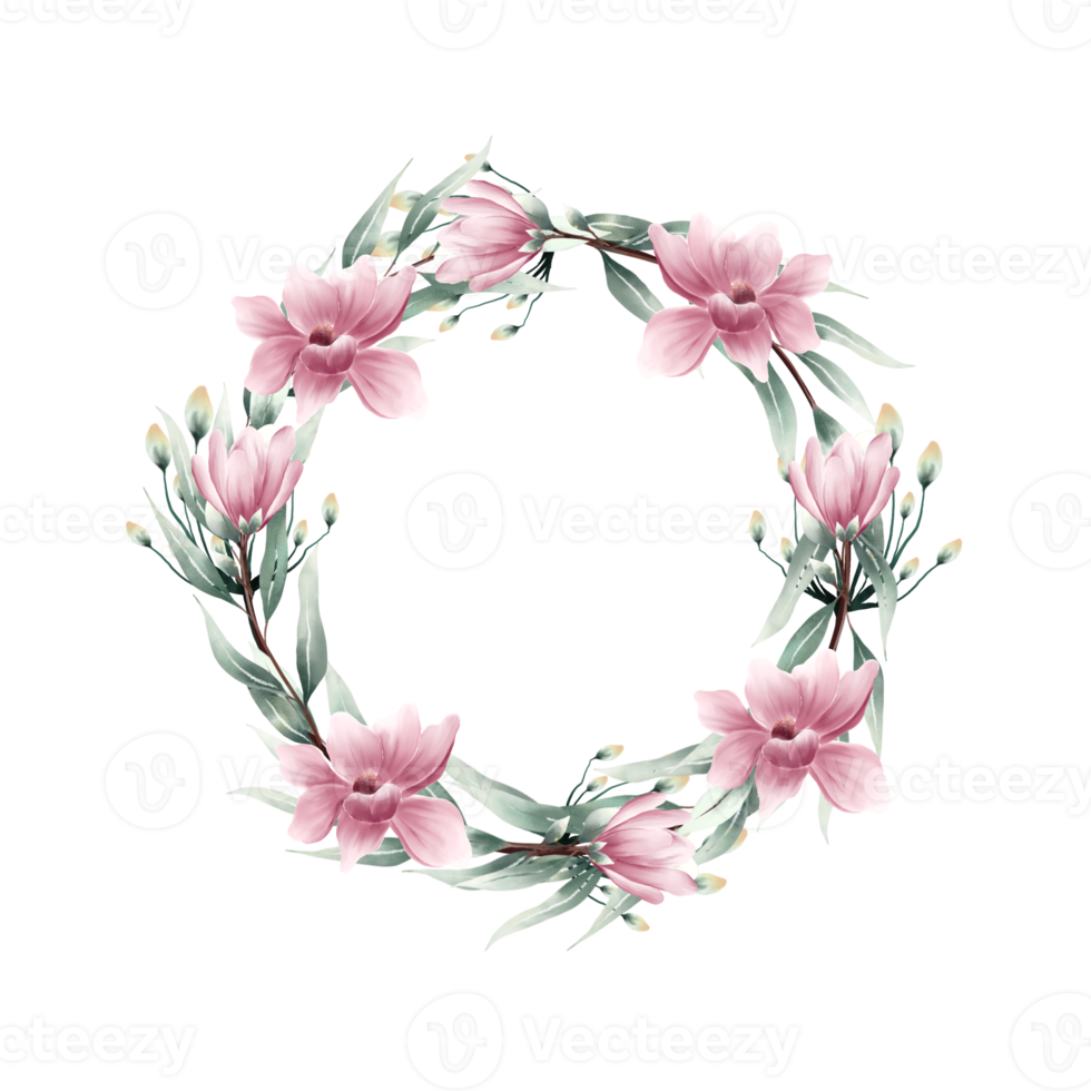 Watercolor floral wreath png