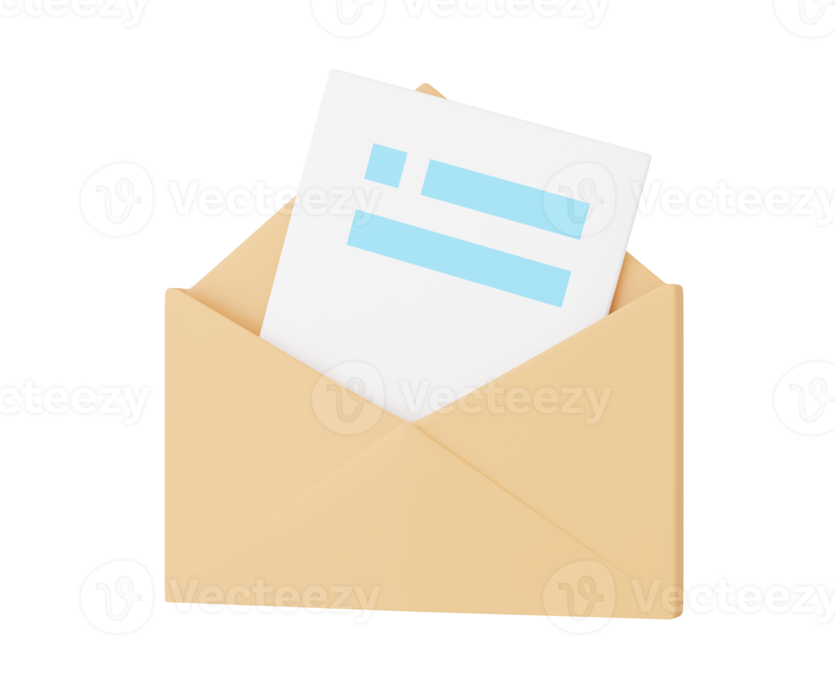 3D Email icon with document png