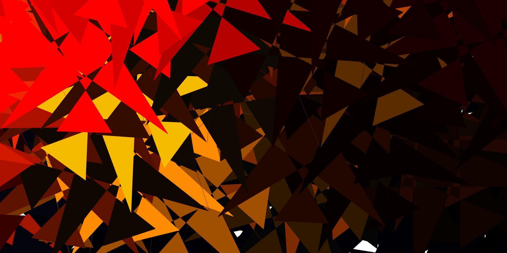 Dark Orange vector texture with random triangles.