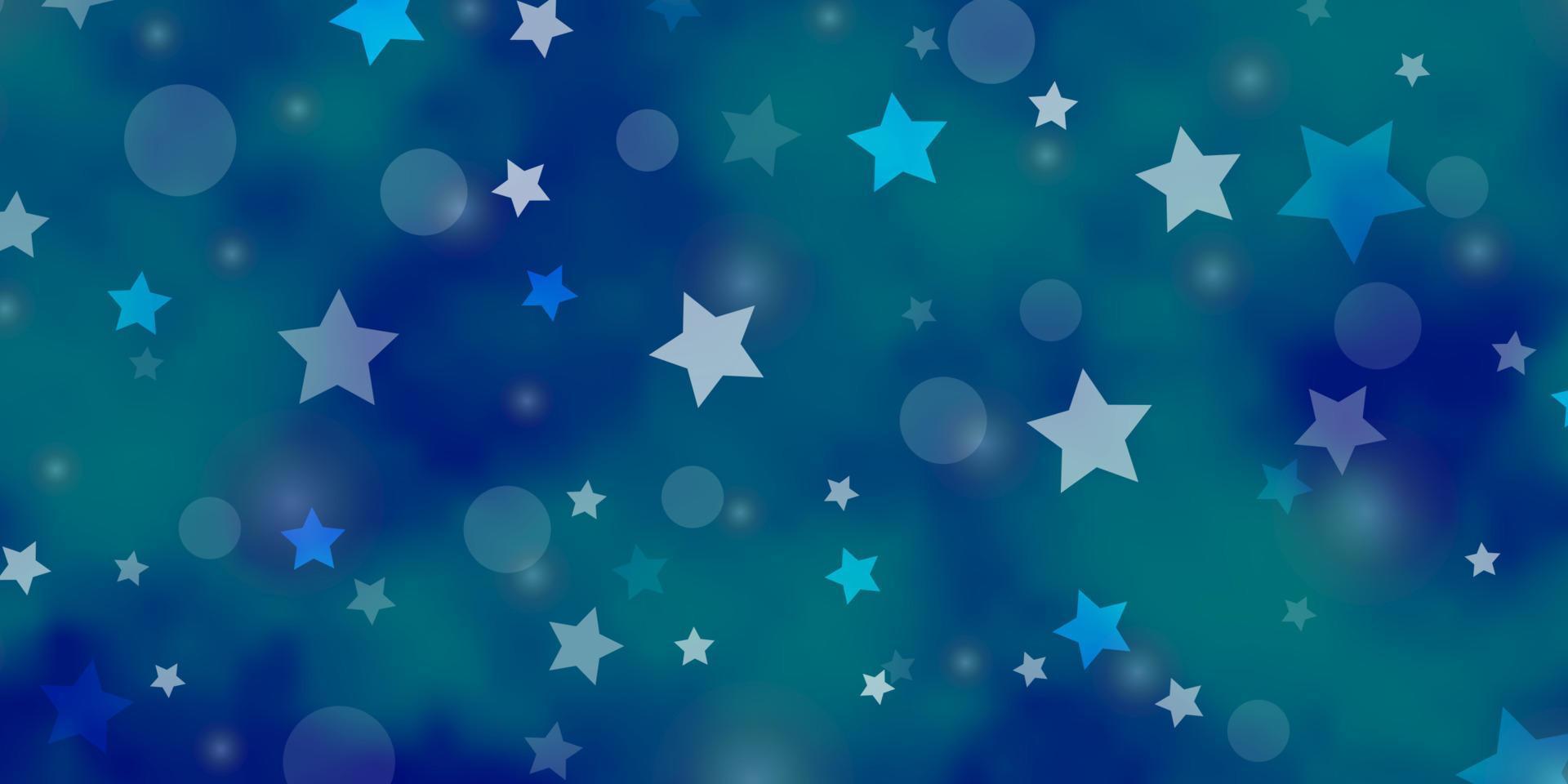 plantilla de vector azul claro con círculos, estrellas.