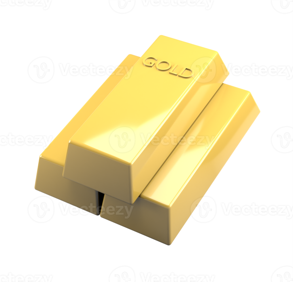 3d Gold bar icon illustration png