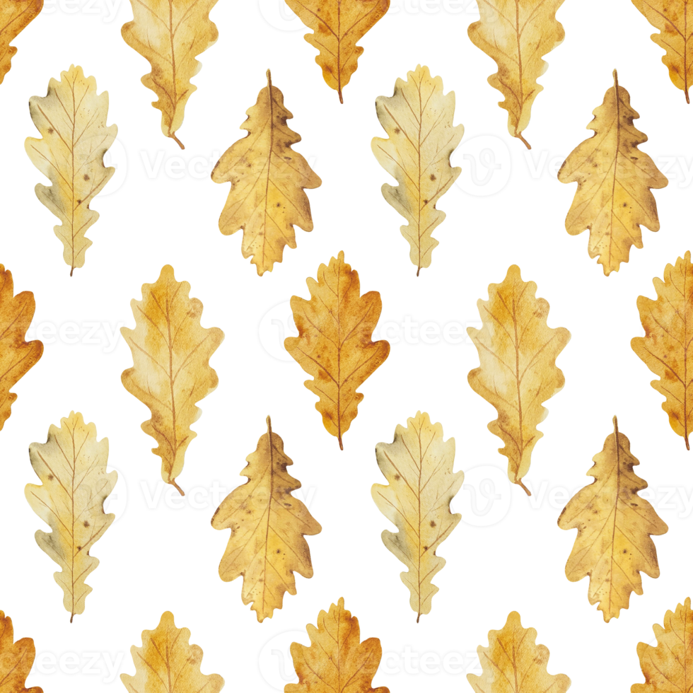 Watercolor autumn leaves pattern png