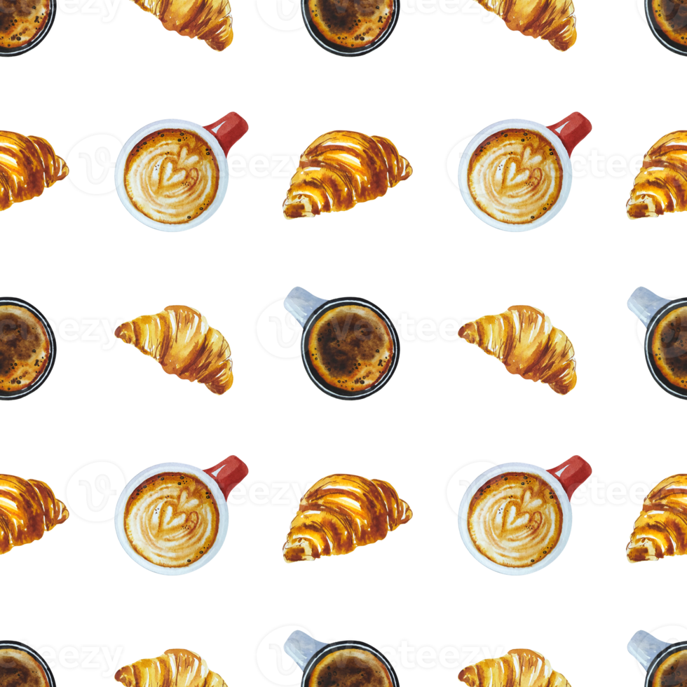 Watercolor sweet coffee pattern png