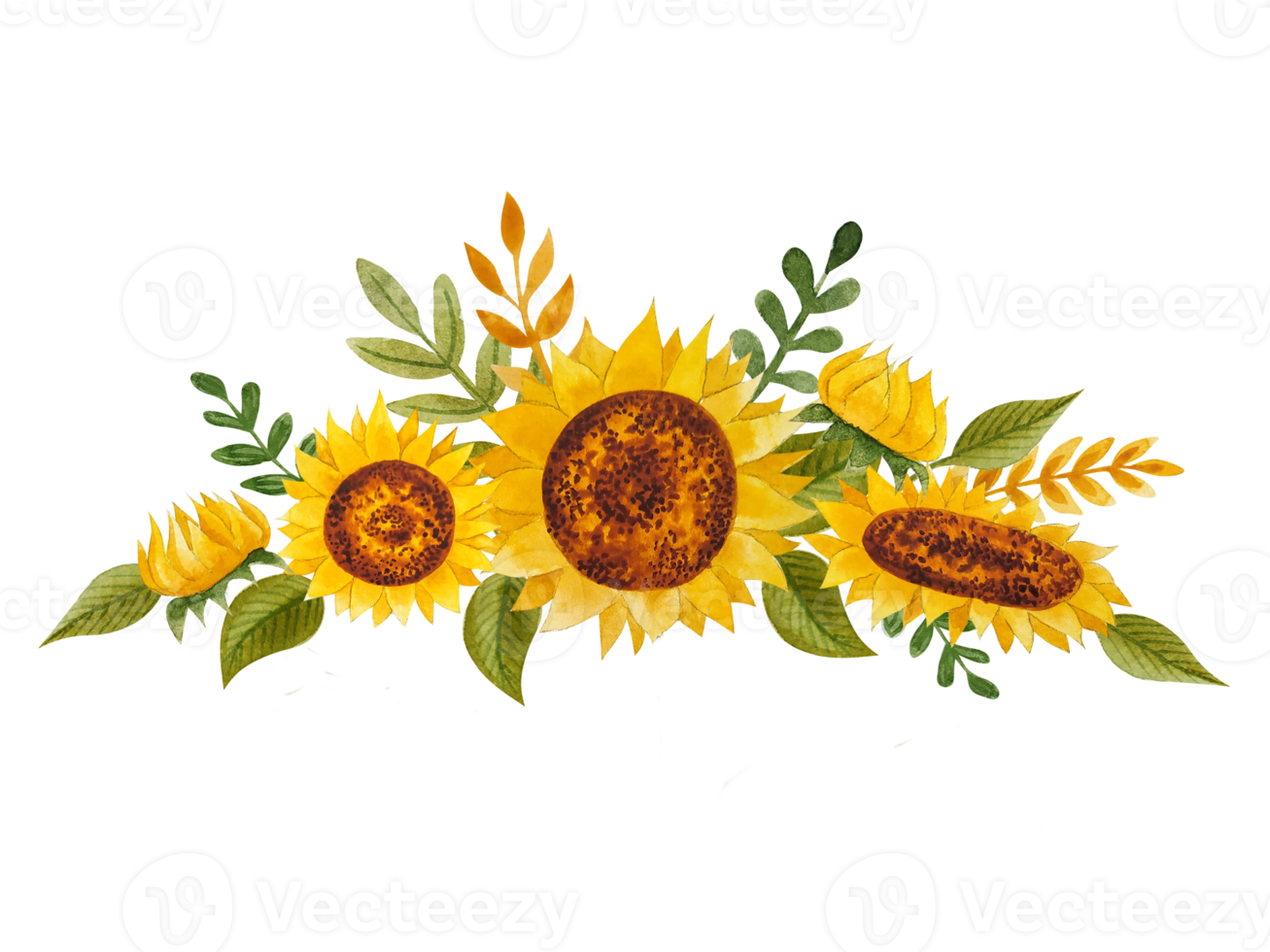 Watercolor sunflowers bouquets png