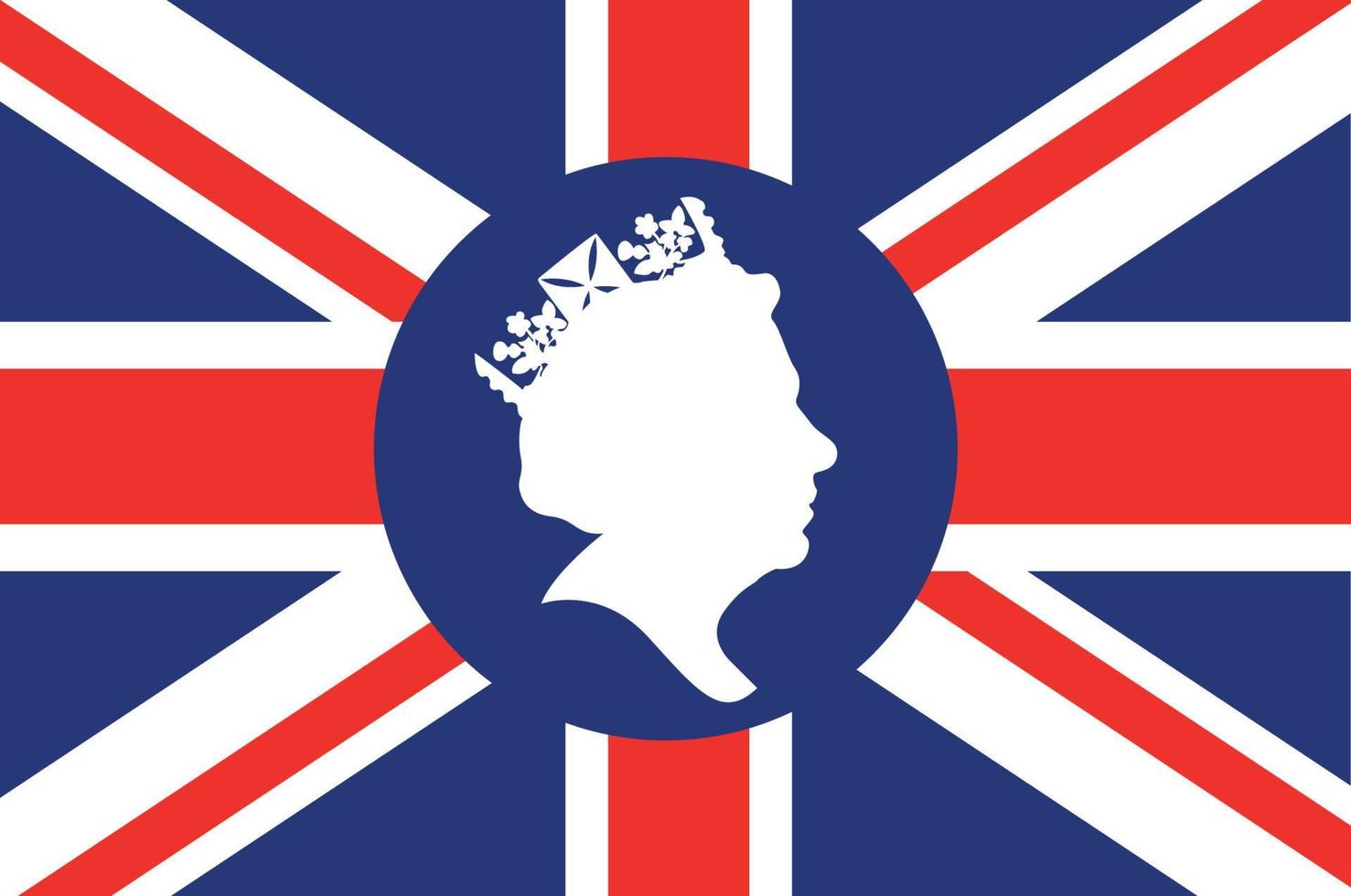Queen Elizabeth Face White With British United Kingdom Flag National Europe Emblem Icon Vector Illustration Abstract Design Element