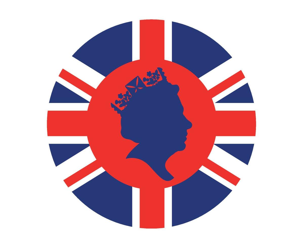 Queen Elizabeth Face Blue With British United Kingdom Flag National Europe Emblem Icon Vector Illustration Abstract Design Element