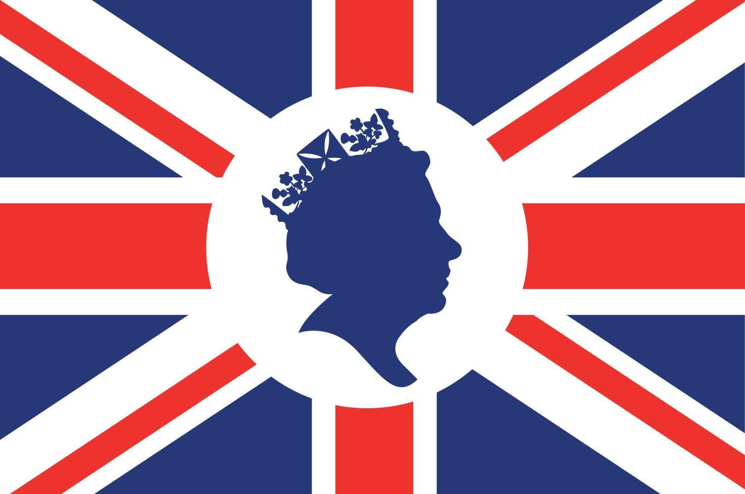 Queen Elizabeth Face White And Blue With British United Kingdom Flag National Europe Emblem Icon Vector Illustration Abstract Design Element