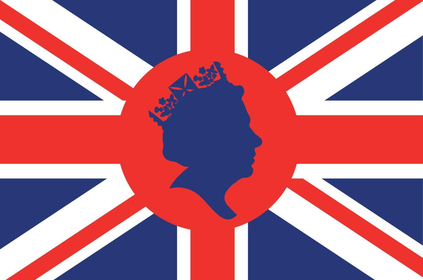 Queen Elizabeth Face Blue With British United Kingdom Flag National Europe Emblem Icon Vector Illustration Abstract Design Element