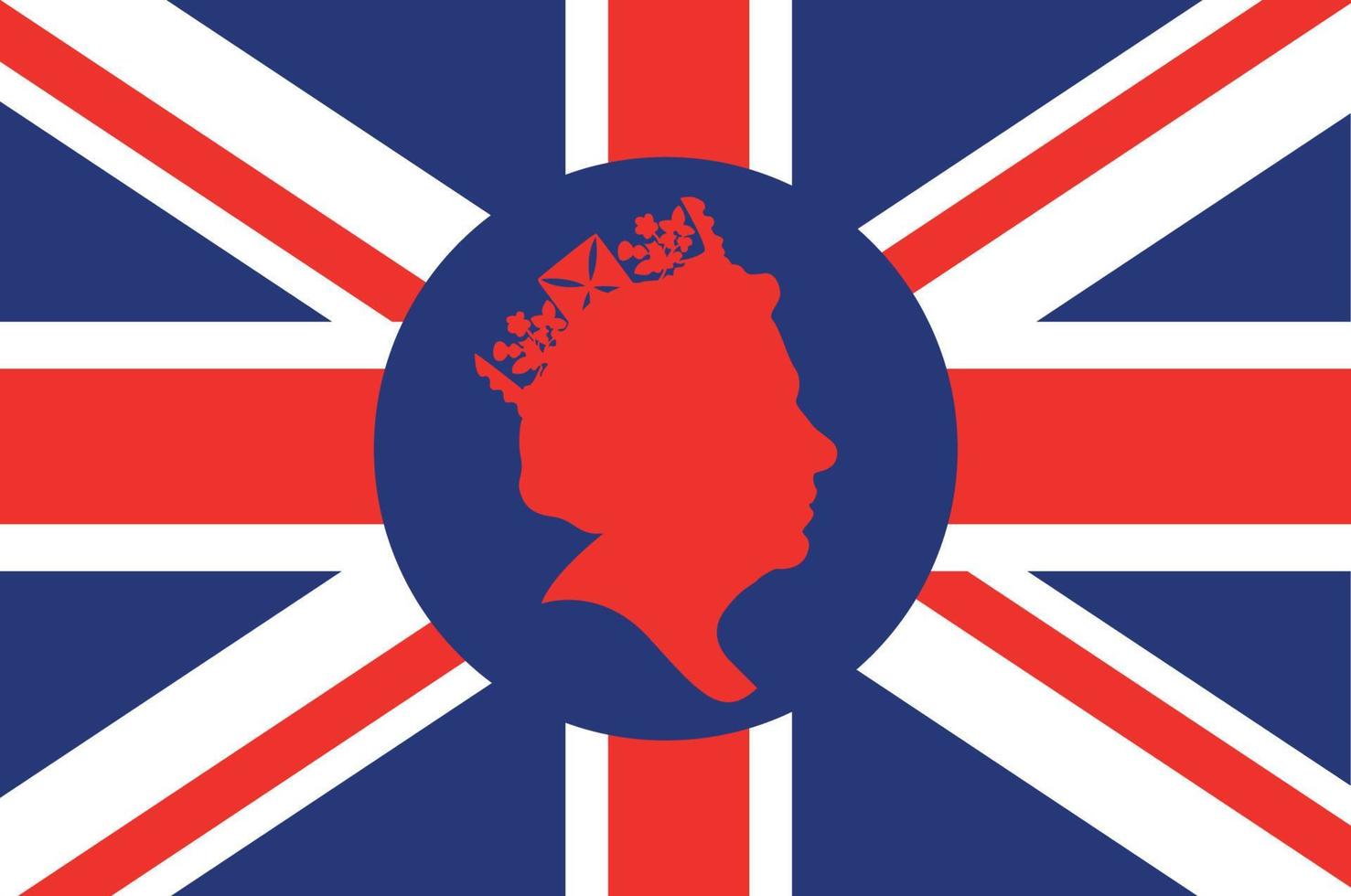 Queen Elizabeth Face Red With British United Kingdom Flag National Europe Emblem Icon Vector Illustration Abstract Design Element