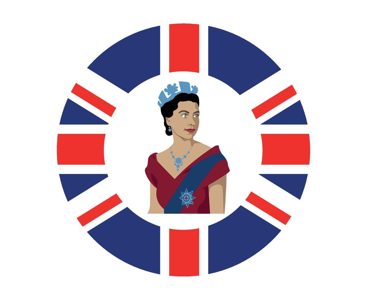 reina elizabeth joven retrato británico reino unido bandera nacional europa emblema icono vector ilustración abstracto diseño elemento