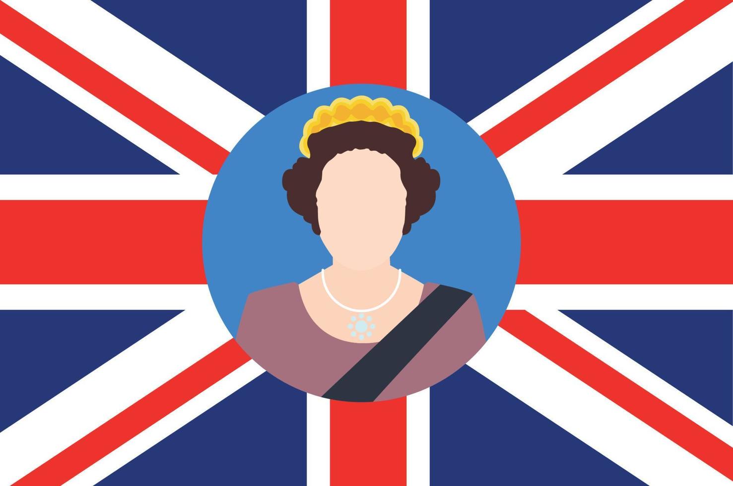 elizabeth queen 1926 2022 retrato facial con bandera británica del reino unido emblema nacional de europa icono ilustración vectorial elemento de diseño abstracto vector