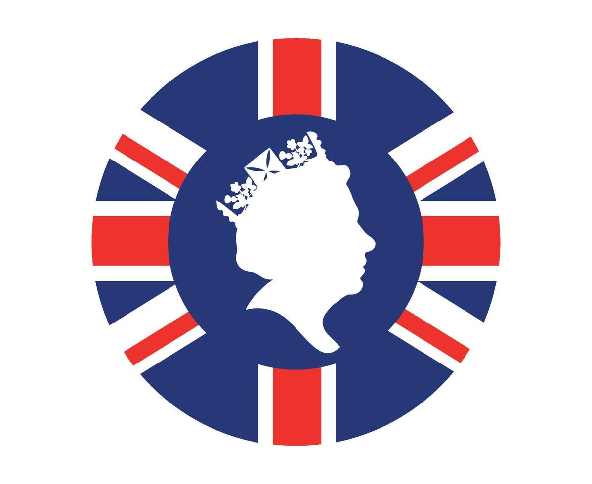 Queen Elizabeth Face White With British United Kingdom Flag National Europe Emblem Icon Vector Illustration Abstract Design Element